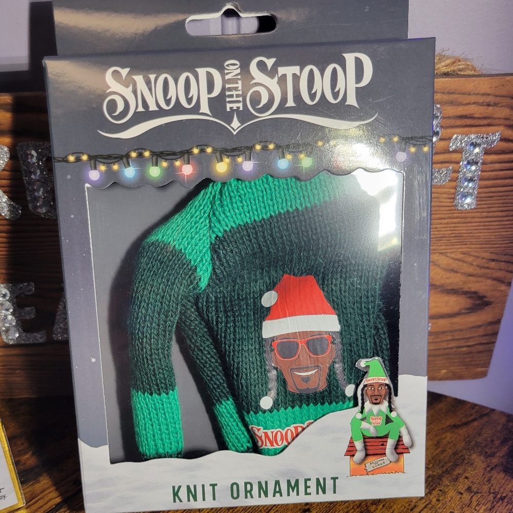 Snoop On The Stoop Green Knit Sweater Ornament